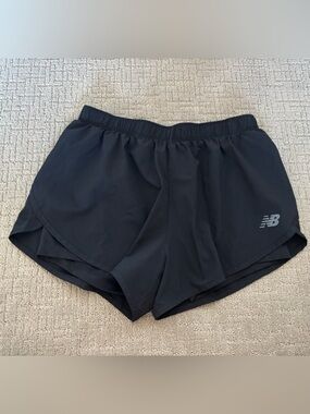 New Balance Women's Black Athletic Running Shorts with Reflective Logo